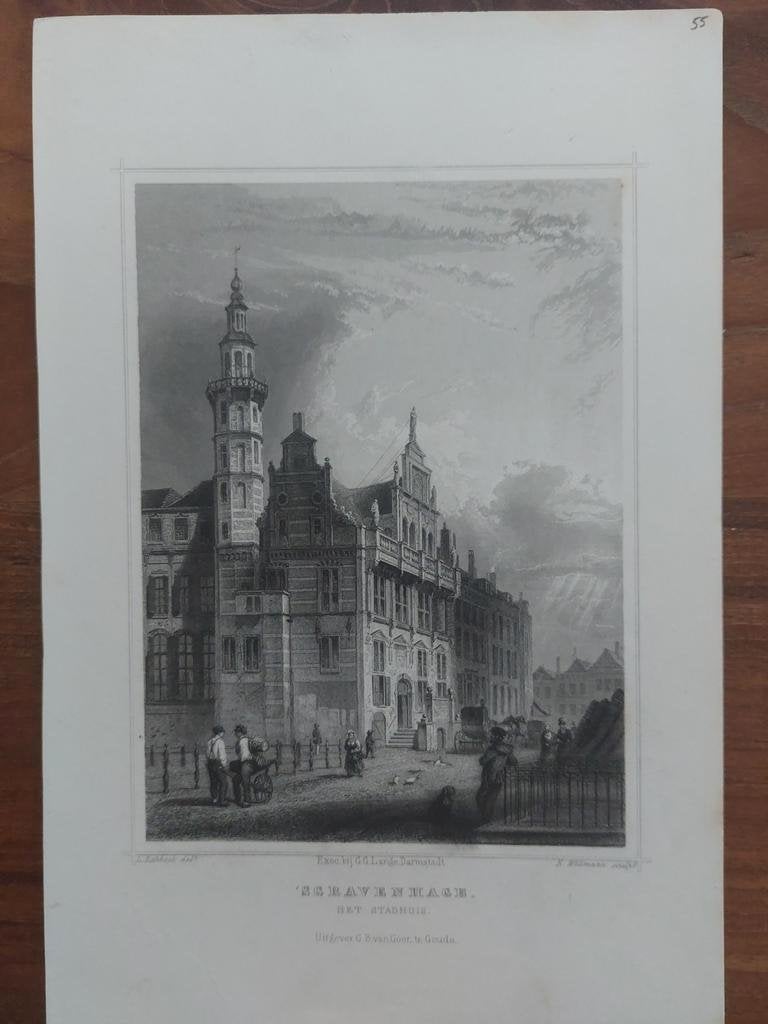 55 / Het Stadhuis Den Haag 's Gravenhage - Terwen uit 1860, Ophalen of Verzenden