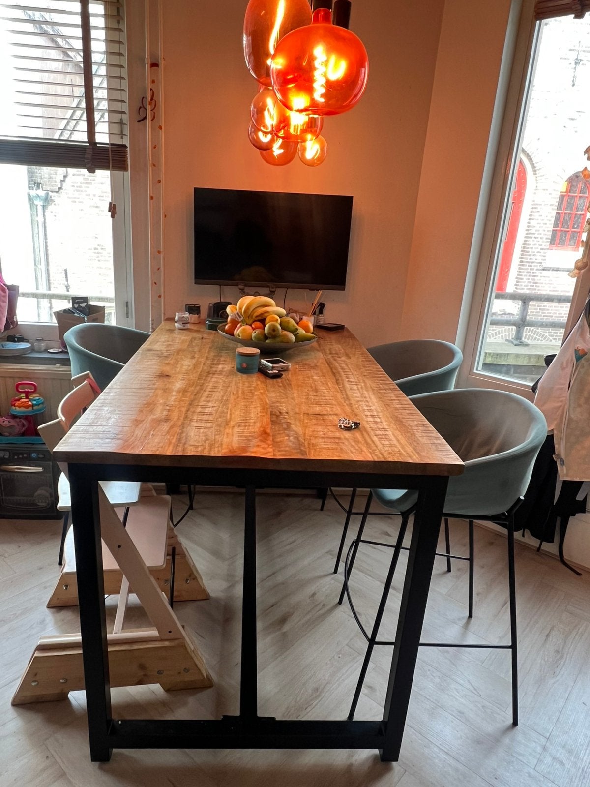 Mooie bartafel van mangohout, Ophalen of Verzenden, Zo goed als nieuw