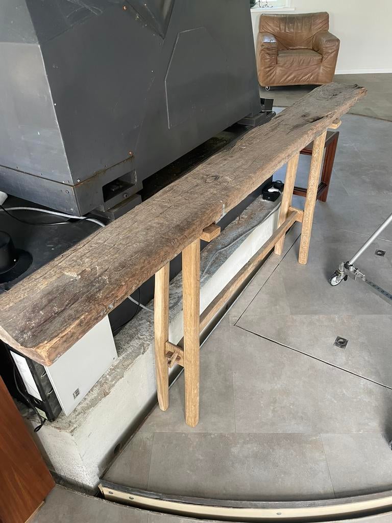 Hoog bankje driftwood, Ophalen, Zo goed als nieuw, 75 tot 100 cm, Tweepersoons