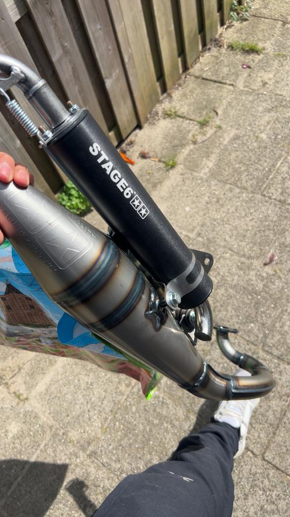 Stage 6 uitlaat en ludix 70cc polini carb, Fietsen en Brommers, Brommeronderdelen | Algemeen, Nieuw, Blok, Ophalen of Verzenden