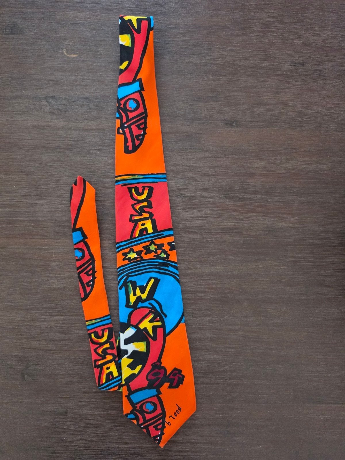 Herman brood stropdas wk 94 usa, Verzenden, Zo goed als nieuw, Blauw