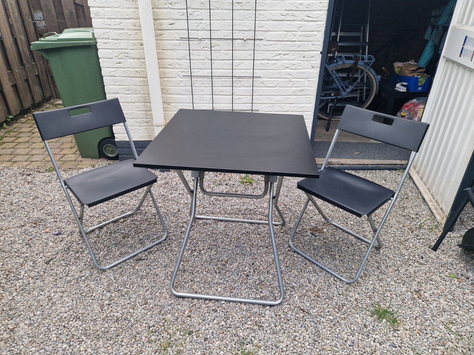 IKEA Gunde inklapbare tafel met 2 stoelen - Zwart, Ophalen, Zo goed als nieuw