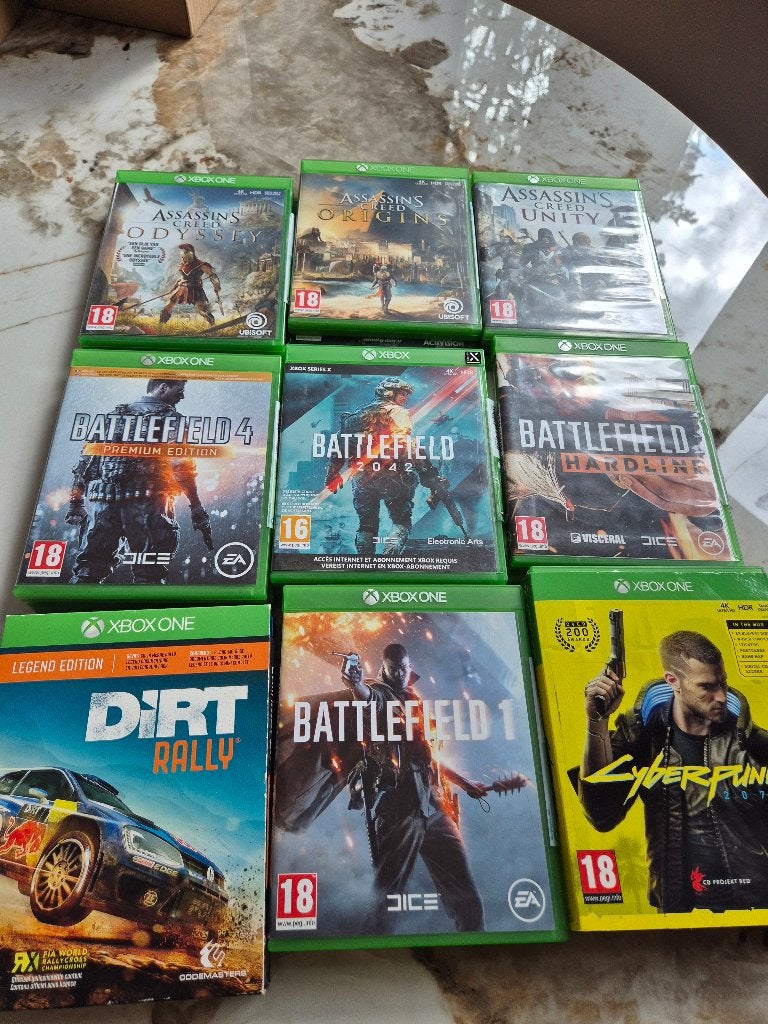 18 Xbox One Games: Assassin's Creed, Battlefield, dirt etc., Spelcomputers en Games, Ophalen, Online, Gebruikt, Vanaf 18 jaar