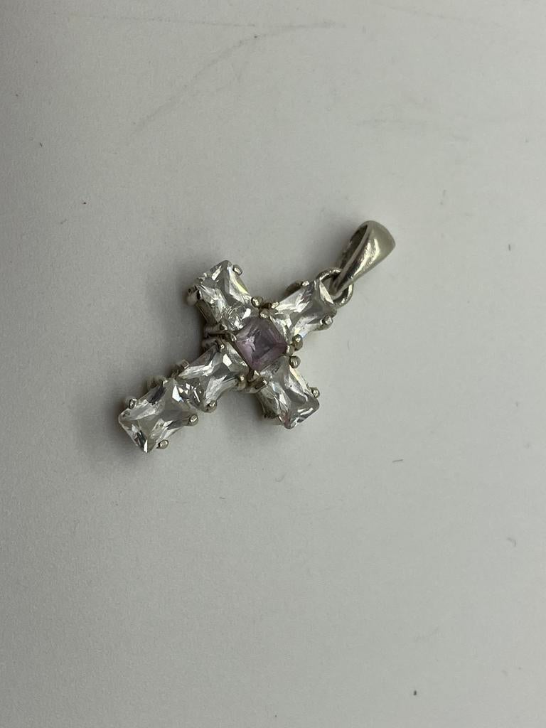 D490 Prachtige zilveren hanger kruisje, Sieraden, Tassen en Uiterlijk, Kettinghangers, Ophalen of Verzenden, X, Kruis of Symbool