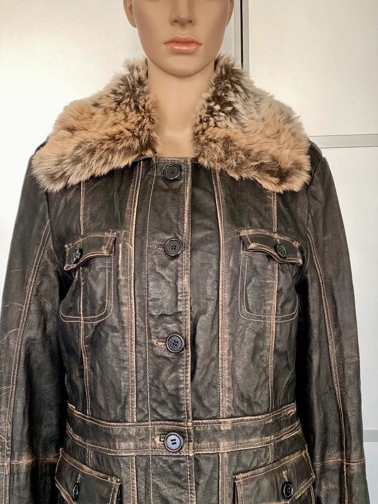 i676 Echt-leren jas winter maat 42=L winterjas leer bruin, Kleding | Dames, Jassen | Winter, Ophalen of Verzenden, Zo goed als nieuw