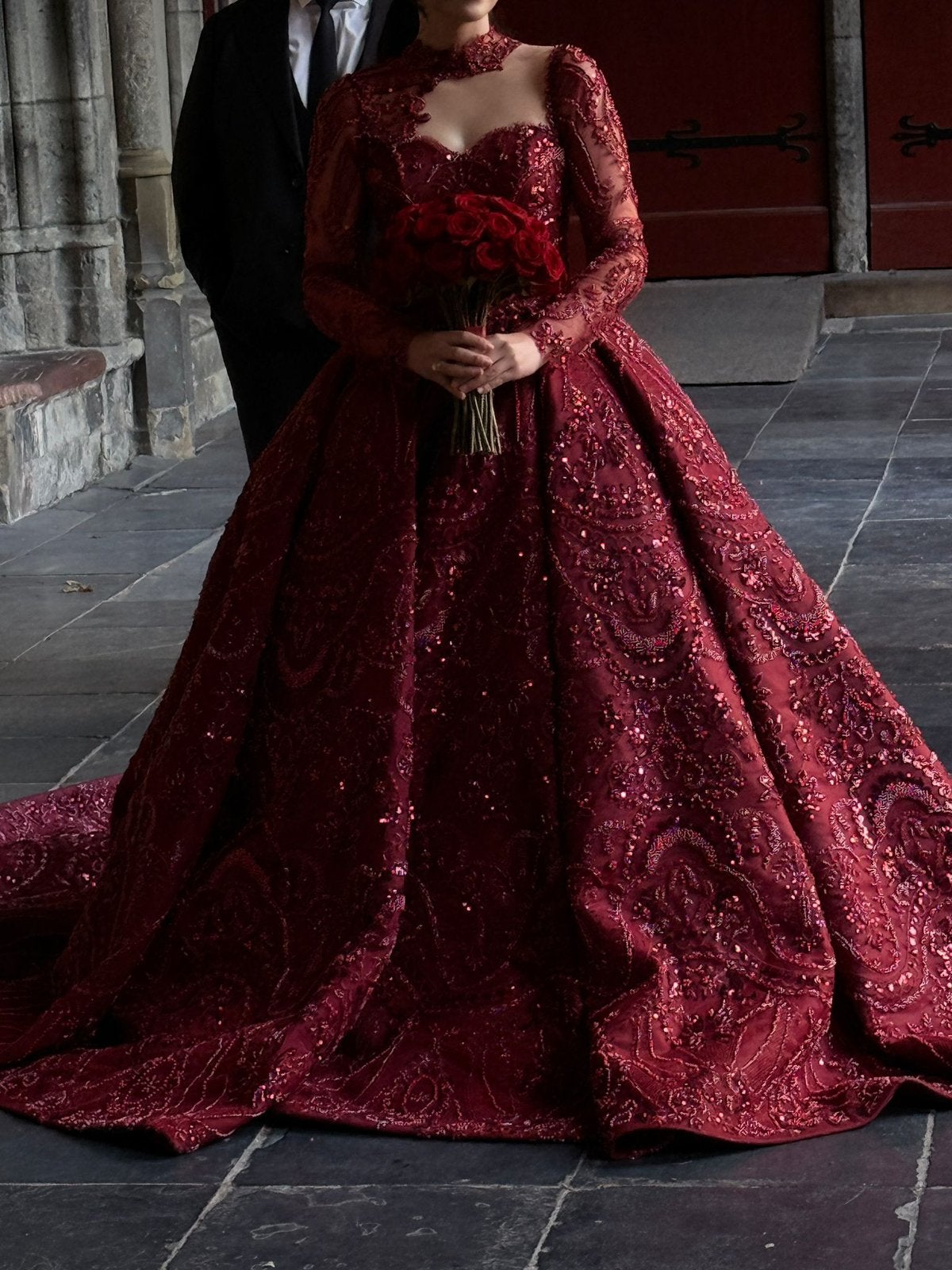 HennaJurk Bordeaux, Kleding | Dames, Ophalen of Verzenden, Zo goed als nieuw, Rood, Accessoires