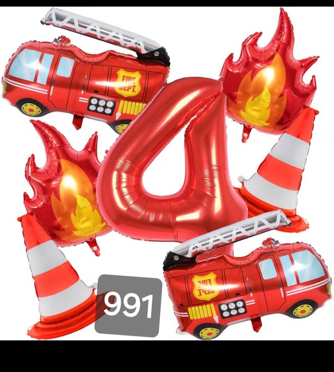Brandweer Feest Ballonnen Set - Nummer 4, Ophalen, Nieuw, Versiering, Verjaardag