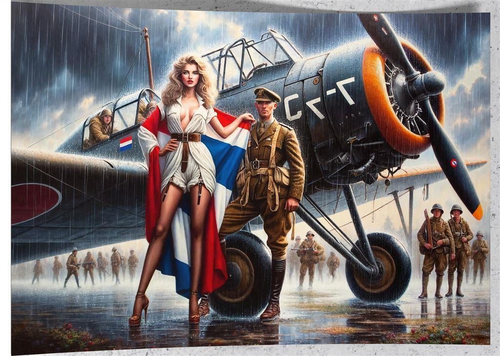 Ltd. Edition Nederlands Leger Vliegtuig Pin Up Poster fokker, Ophalen of Verzenden, Landmacht, Nederland, Foto of Poster