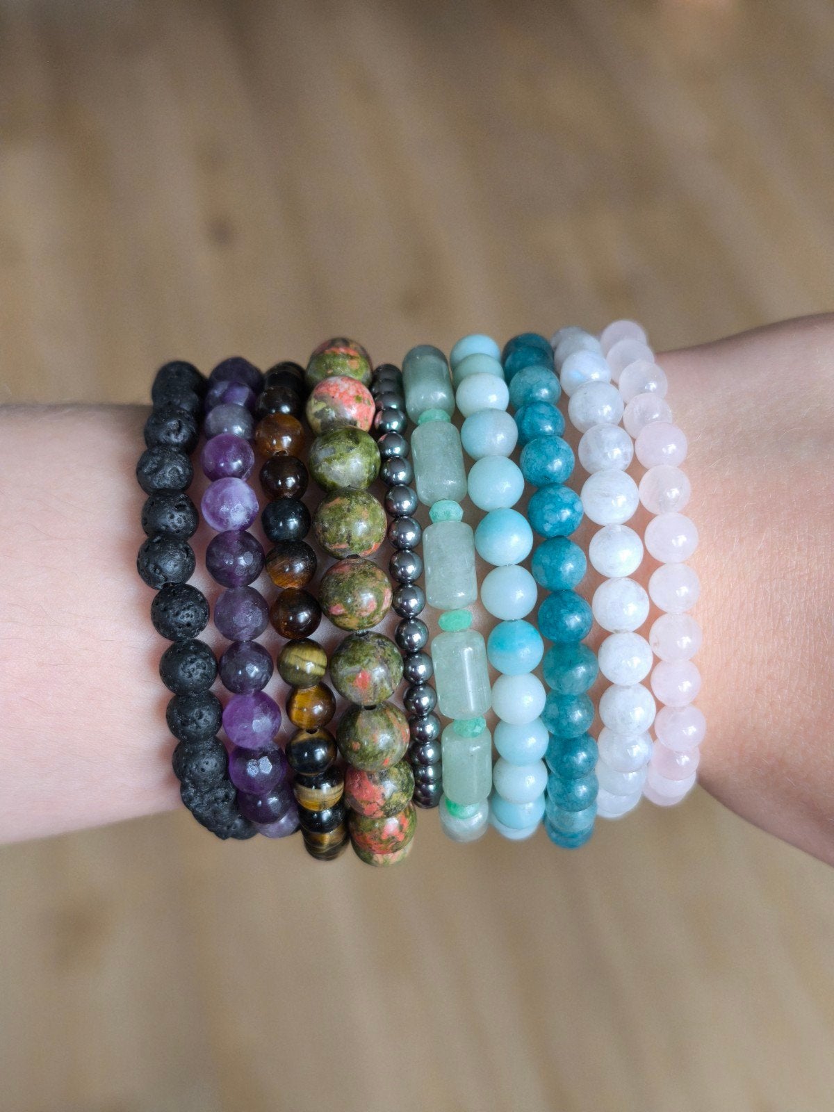 Natuursteen Armbanden: Lava, Amethist, Tijgeroog & Meer, Sieraden, Tassen en Uiterlijk, Met kristal, Overige materialen, Overige kleuren