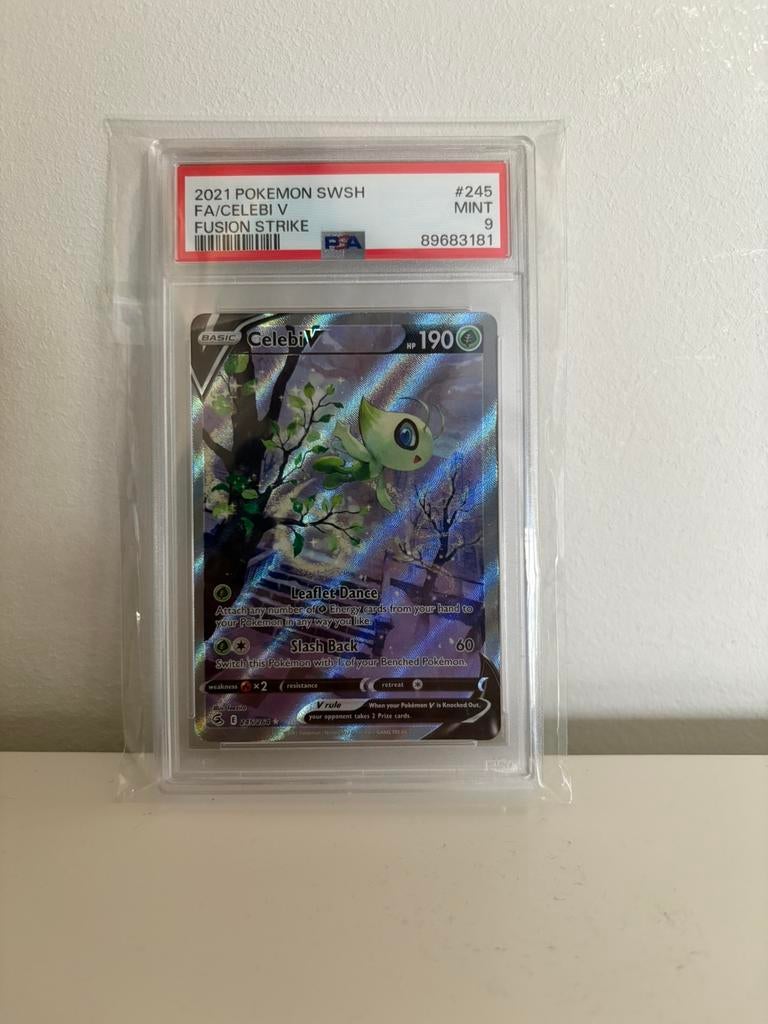 PSA 9 Celebi V Fusion Strike 245/264, Ophalen of Verzenden, Zo goed als nieuw