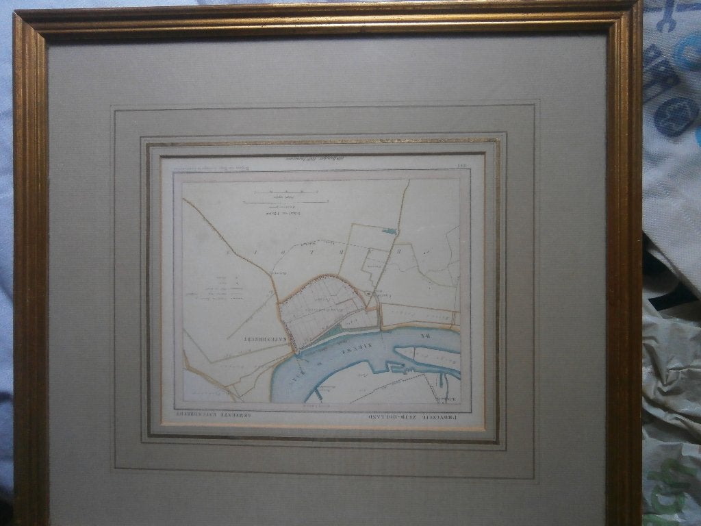 KATENDRECHT R.dam, Mooie landkaart in lijstje, Gelezen, Ophalen of Verzenden, Landkaart, 1800 tot 2000