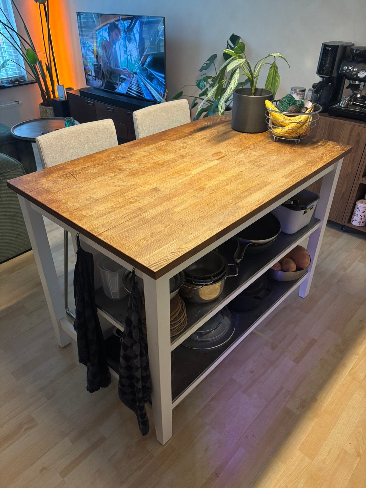 Ikea keukeneiland, Ophalen, Eikenhout, 100 tot 150 cm, Tot twee personen