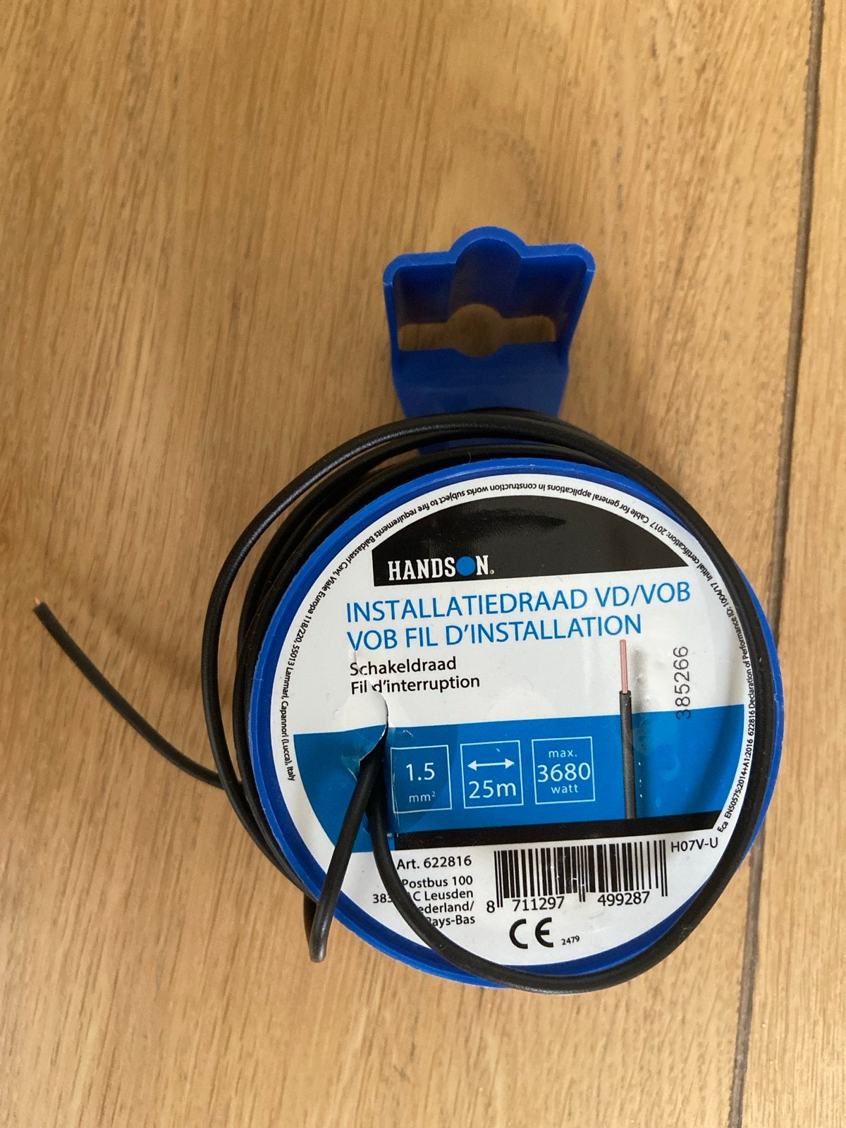 Hands On installatiedraad VOB schakeldraad 1.5mm², Ophalen of Verzenden, Gebruikt, Overige merken, Kabel of Snoer