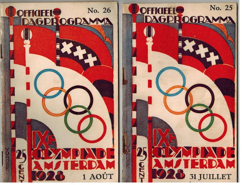 Vier stuks programma's Olympische Spelen 1928 in Amsterdam., Verzamelen, Ophalen of Verzenden, Gebruikt, Boek of Tijdschrift