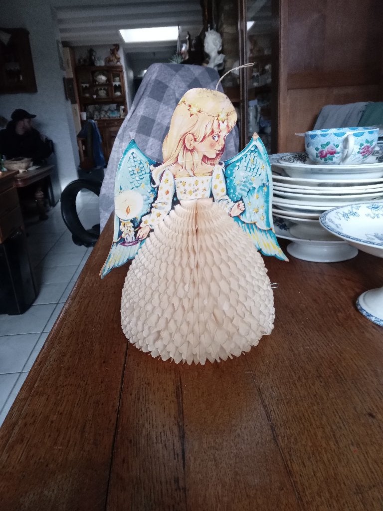 oude kerstengel karton met uitvouw rok, Diversen, Kerst, Ophalen of Verzenden