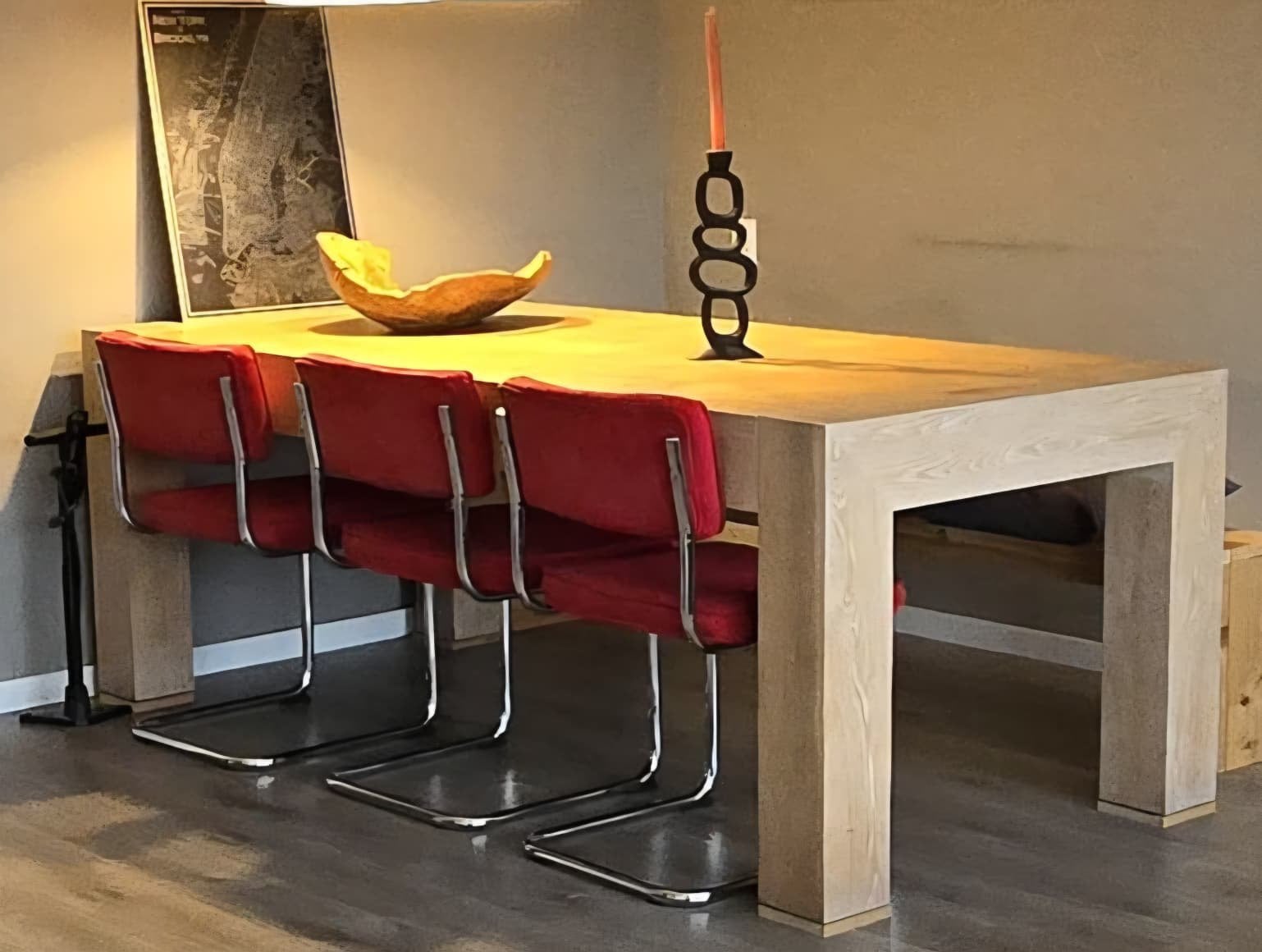 Moderne eiken eetkamertafel, 90x220cm, Huis en Inrichting, Tafels | Eettafels, Ophalen, Gebruikt, Eikenhout, 200 cm of meer