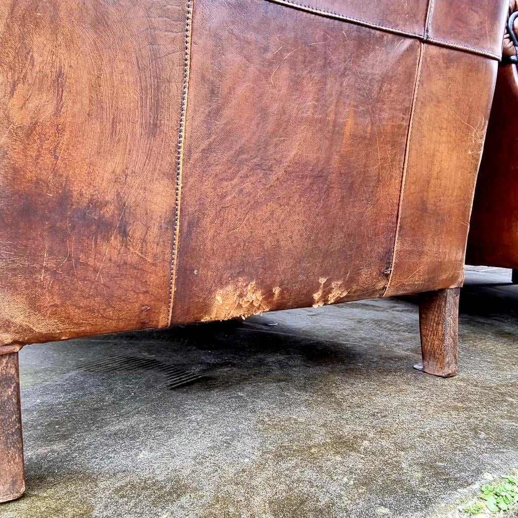 2x Schapenleren Oorfauteuil + BEZORGING GRATIS, Gebruikt, Onbekend, Ophalen of Verzenden, Klassiek, Vintage