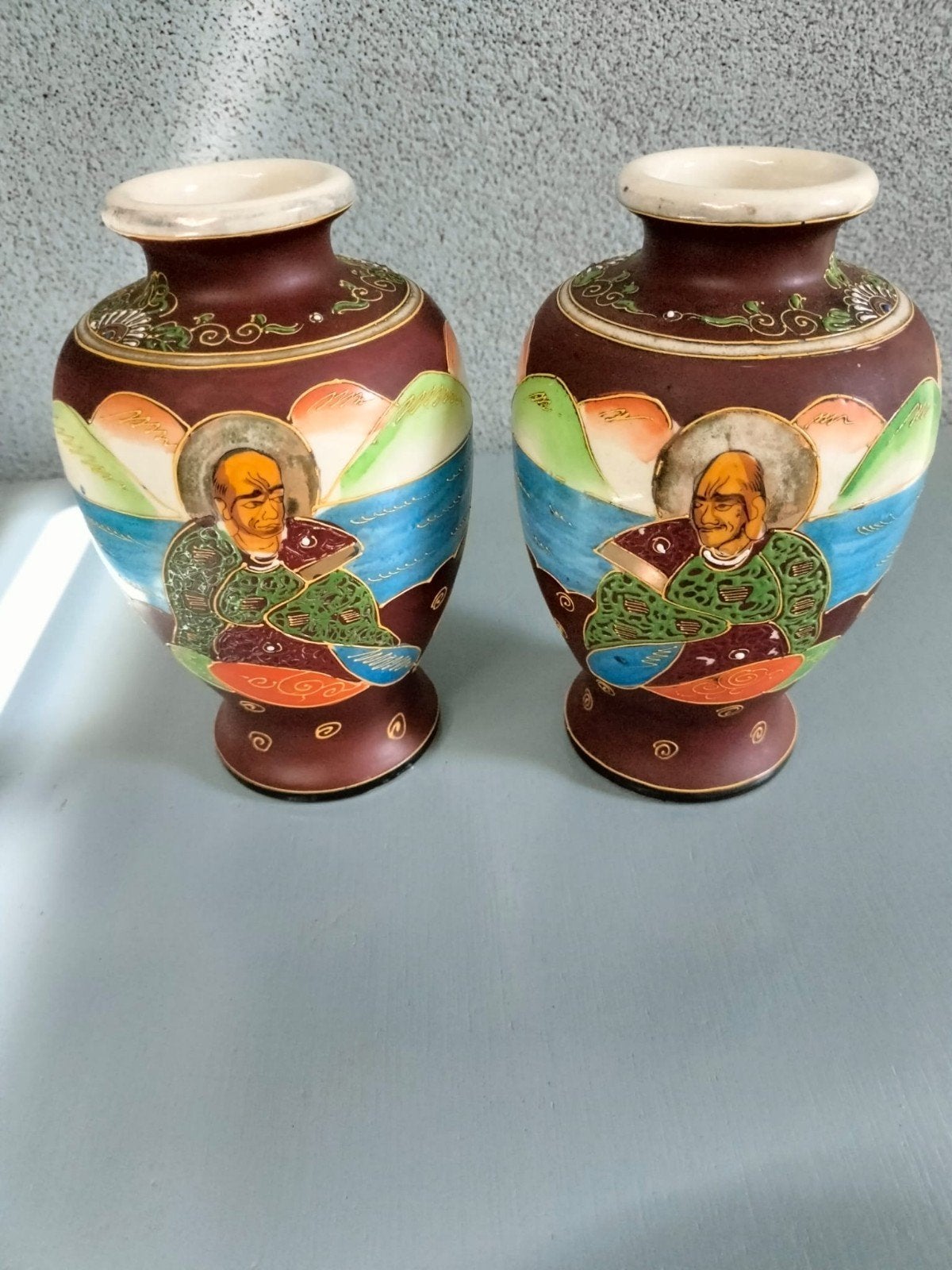 Set van 2 antieke Japanse Satsuma vazen met monniken, Ophalen
