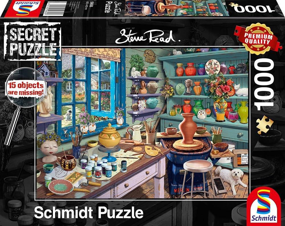 Schmidt,secretpuzzel 1000 st kunstatelier, Ophalen, 500 t/m 1500 stukjes, Zo goed als nieuw, Legpuzzel