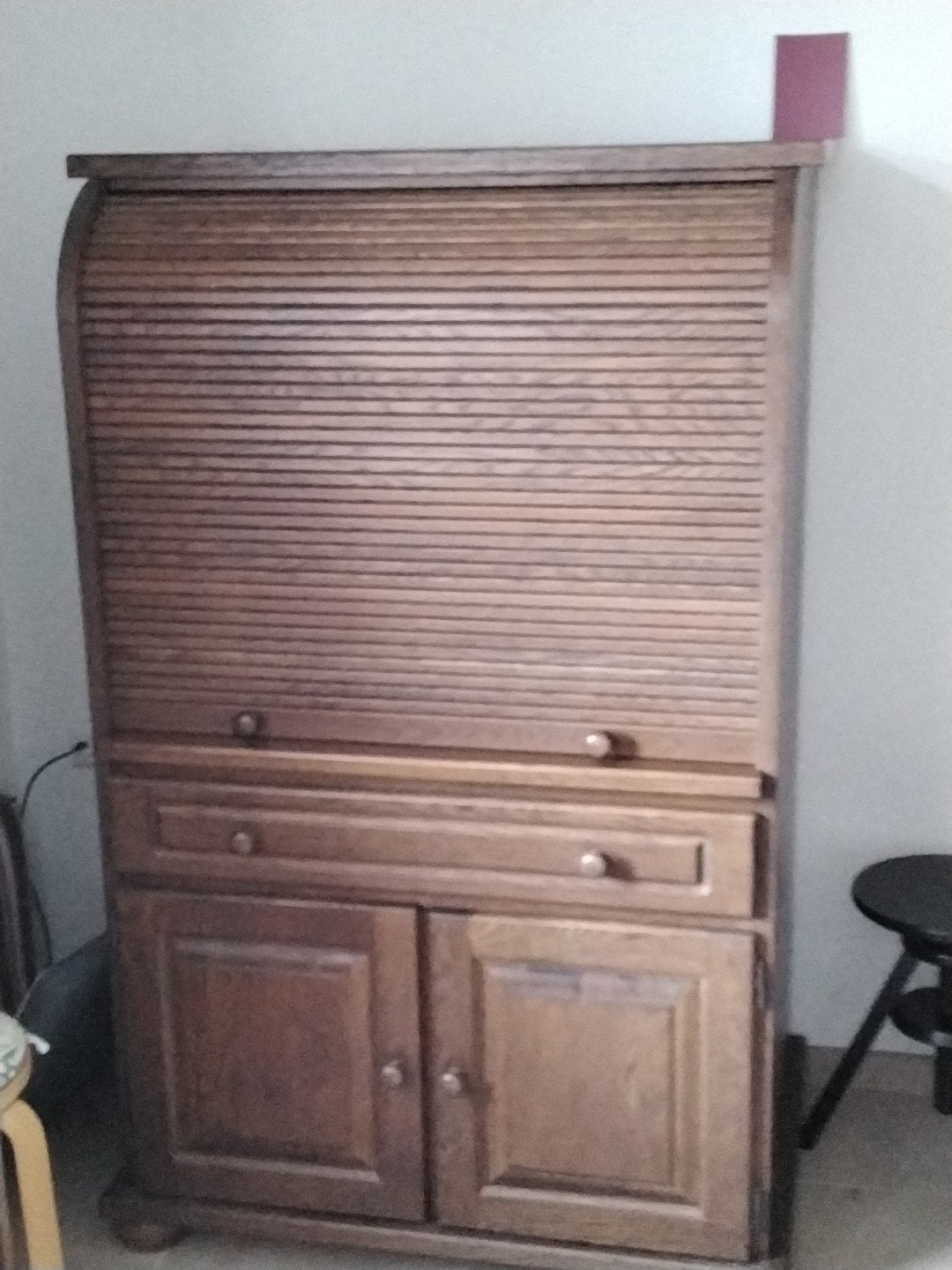 secretaire/computerkast donker eiken, Huis en Inrichting, Ophalen, Gebruikt