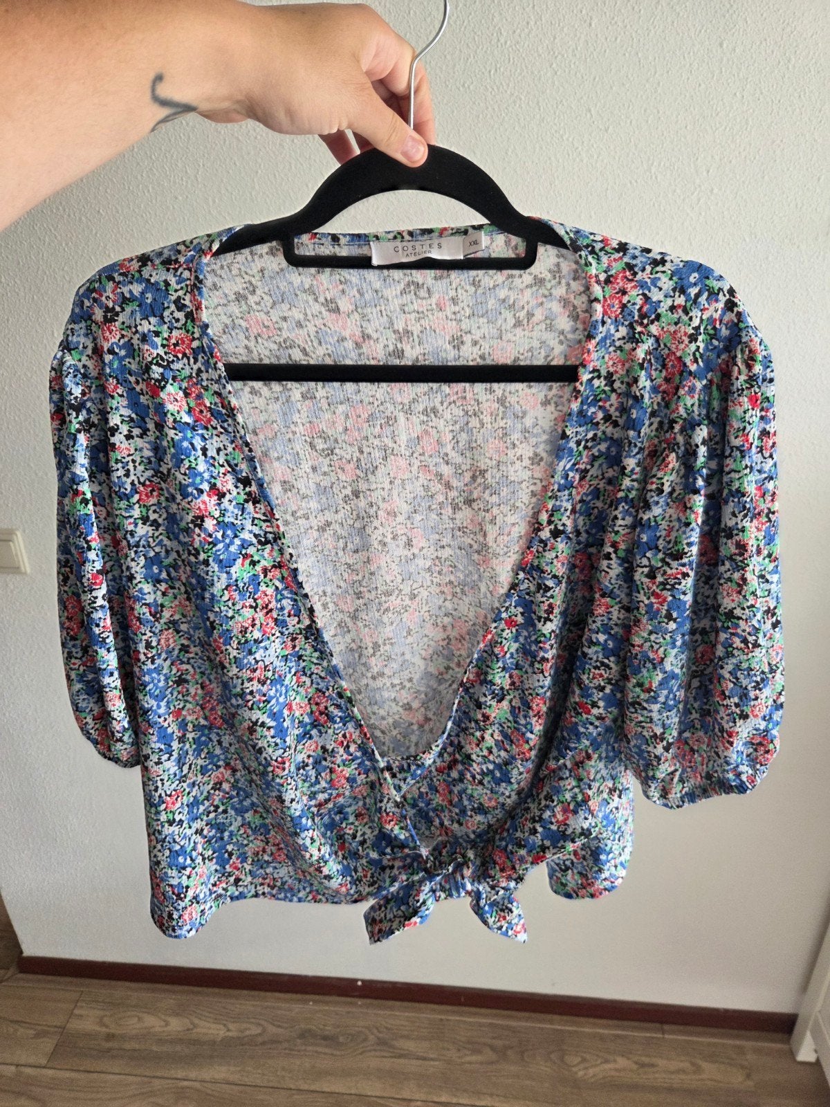 Costes Atelier Blauw Rood Wit Overslag Top Maat XXL Stretch, Blauw, Costes Atelier, Maat 46/48 (XL) of groter, Ophalen of Verzenden