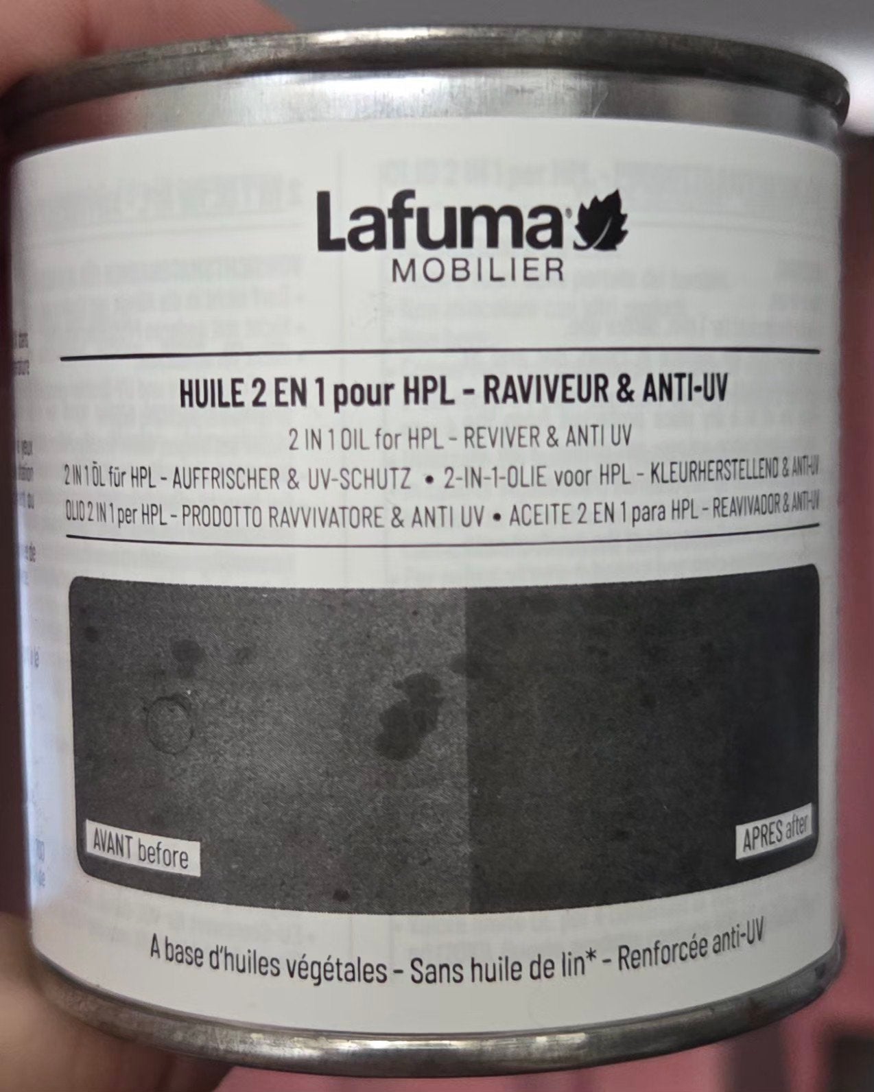 Lafuma Mobiler HPL Olie - Revitaliseert & Anti-UV 250ml, Minder dan 5 liter, Ophalen of Verzenden, Nieuw