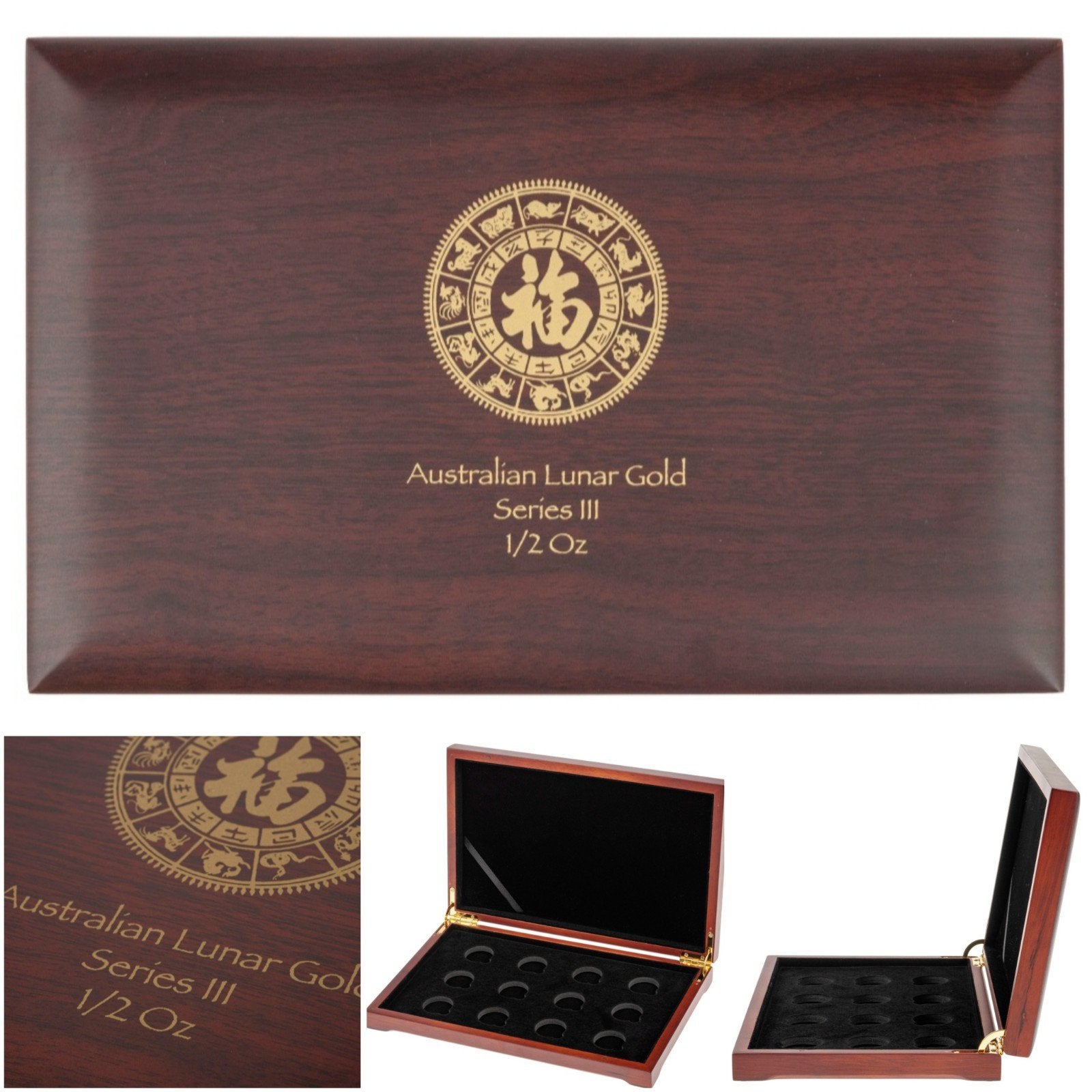 Lunar 3 muntenbox voor 1/2 gouden munten, Ophalen of Verzenden, Goud