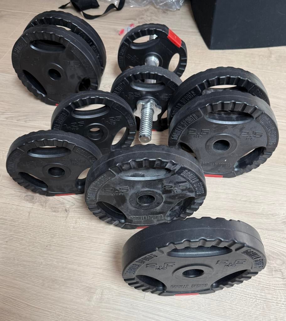Nieuwe halterset 20kg gewichten, Ophalen of Verzenden, Nieuw, Halterset
