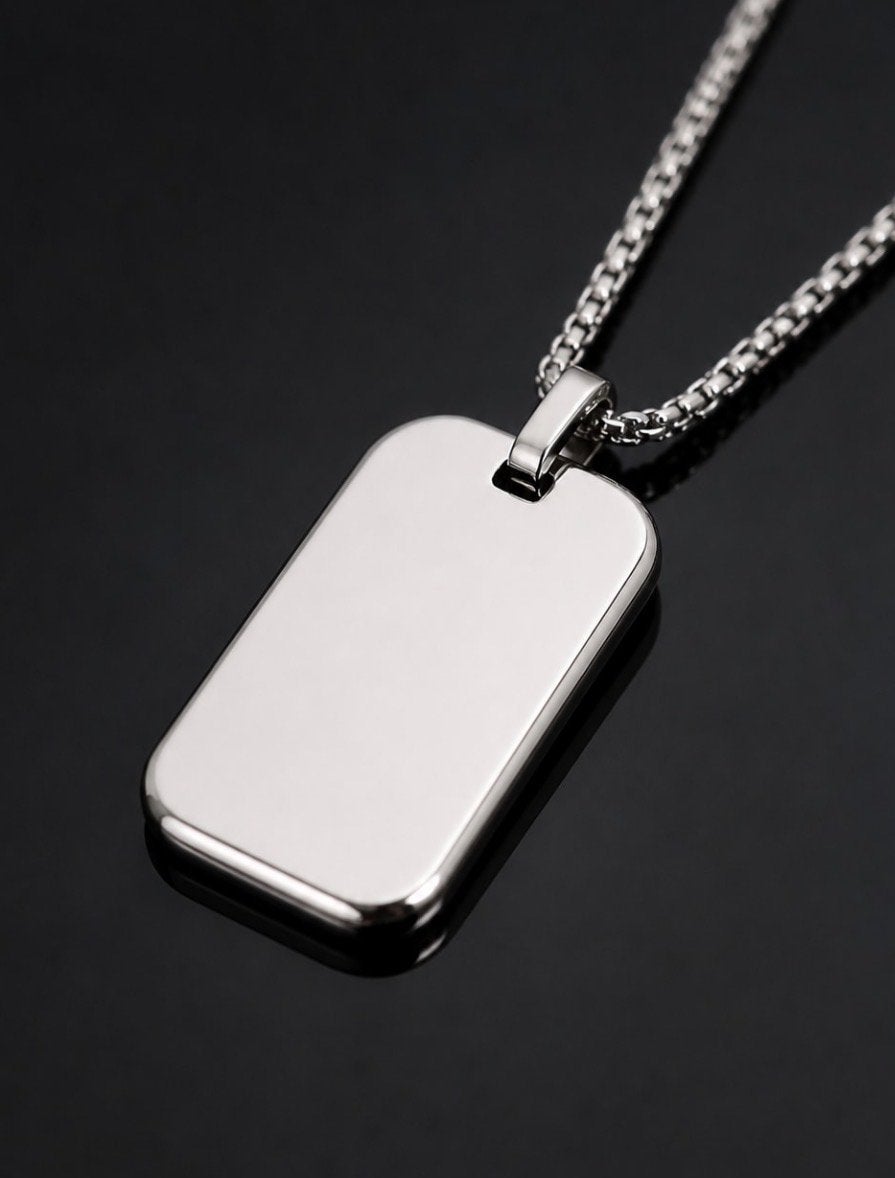 Gepersonaliseerde Dog Tag Ketting - Voor- en Achterkant, Ophalen of Verzenden, Nieuw, Overige kleuren, Overige materialen