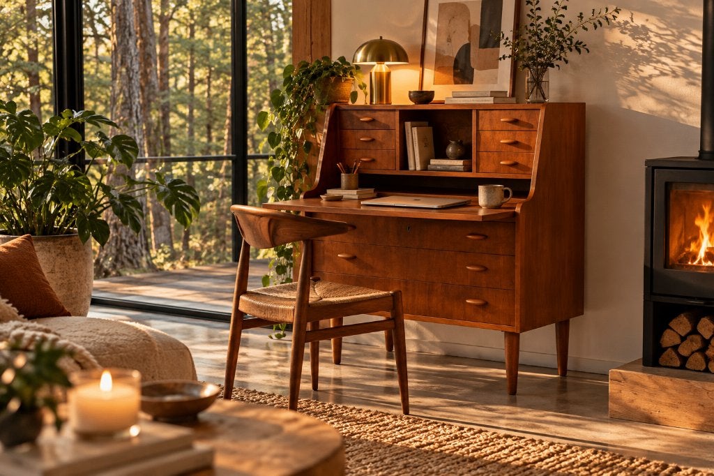 vintage secretaire | kast | jaren 60 | Deens, Gebruikt, ., Ophalen of Verzenden, .