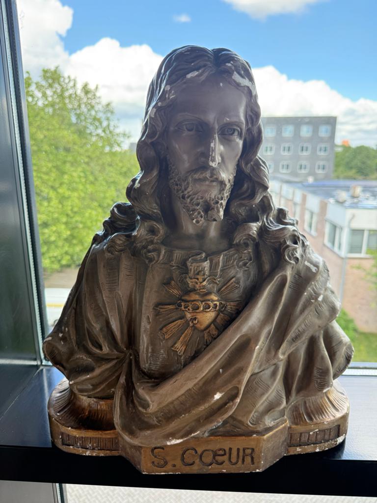 Vintage Buste van Jezus met Heilig Hart - Religieuze Kunst, Ophalen