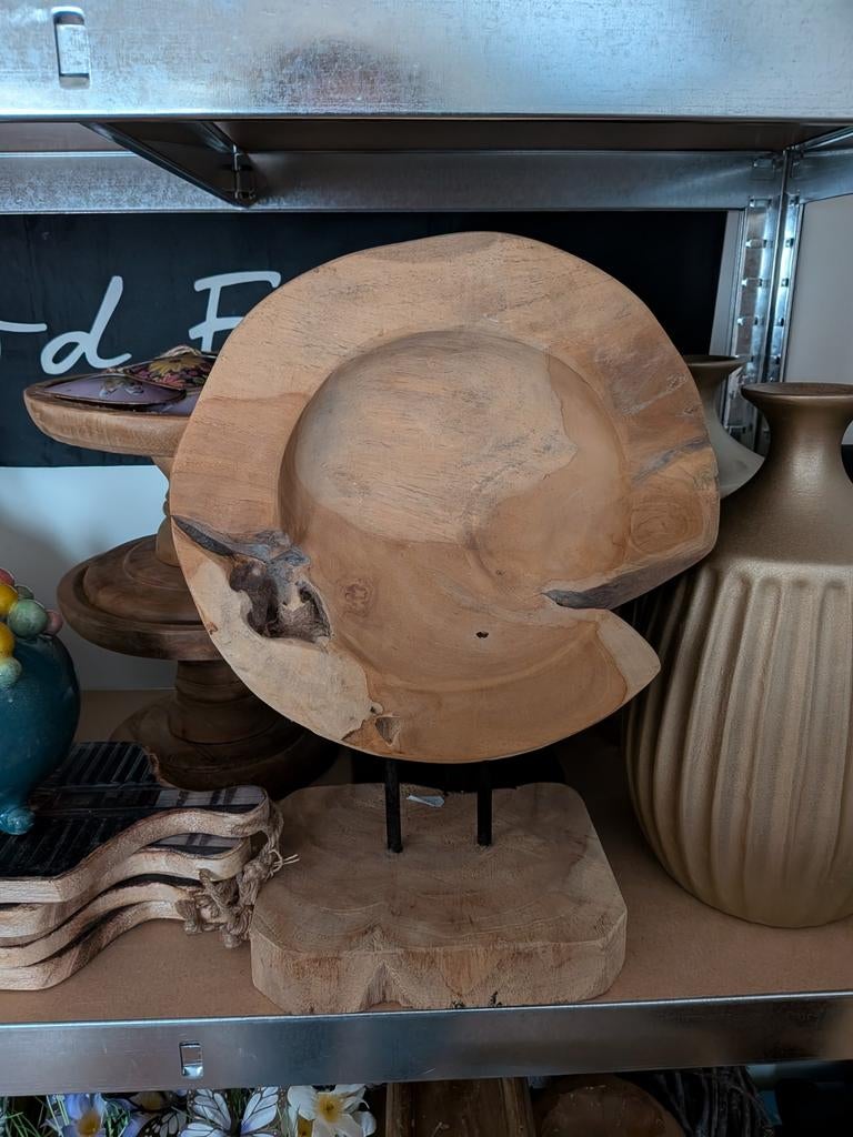 Teakhout ornament op voet, Huis en Inrichting, Woonaccessoires | Kransen, Ophalen of Verzenden