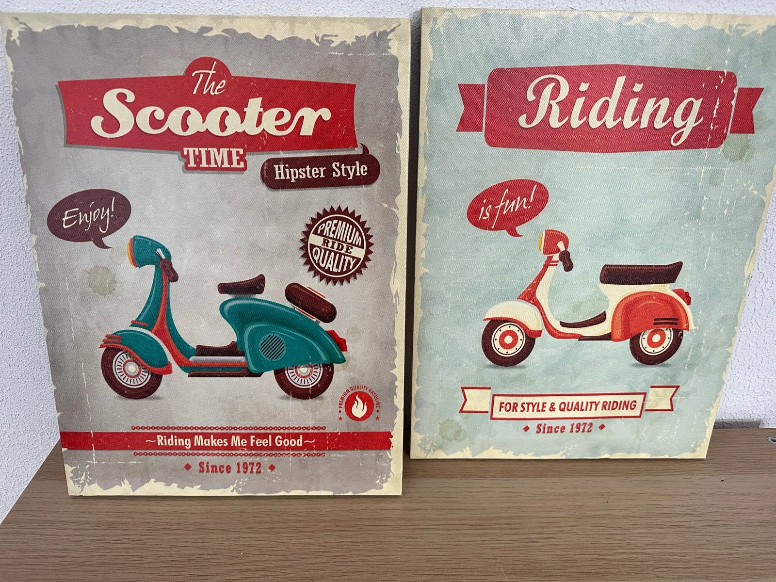 Set van 2 Scooter retro wand decoratie, Huis en Inrichting, Woonaccessoires | Schilderijen, Tekeningen en Foto's, Gebruikt, Print