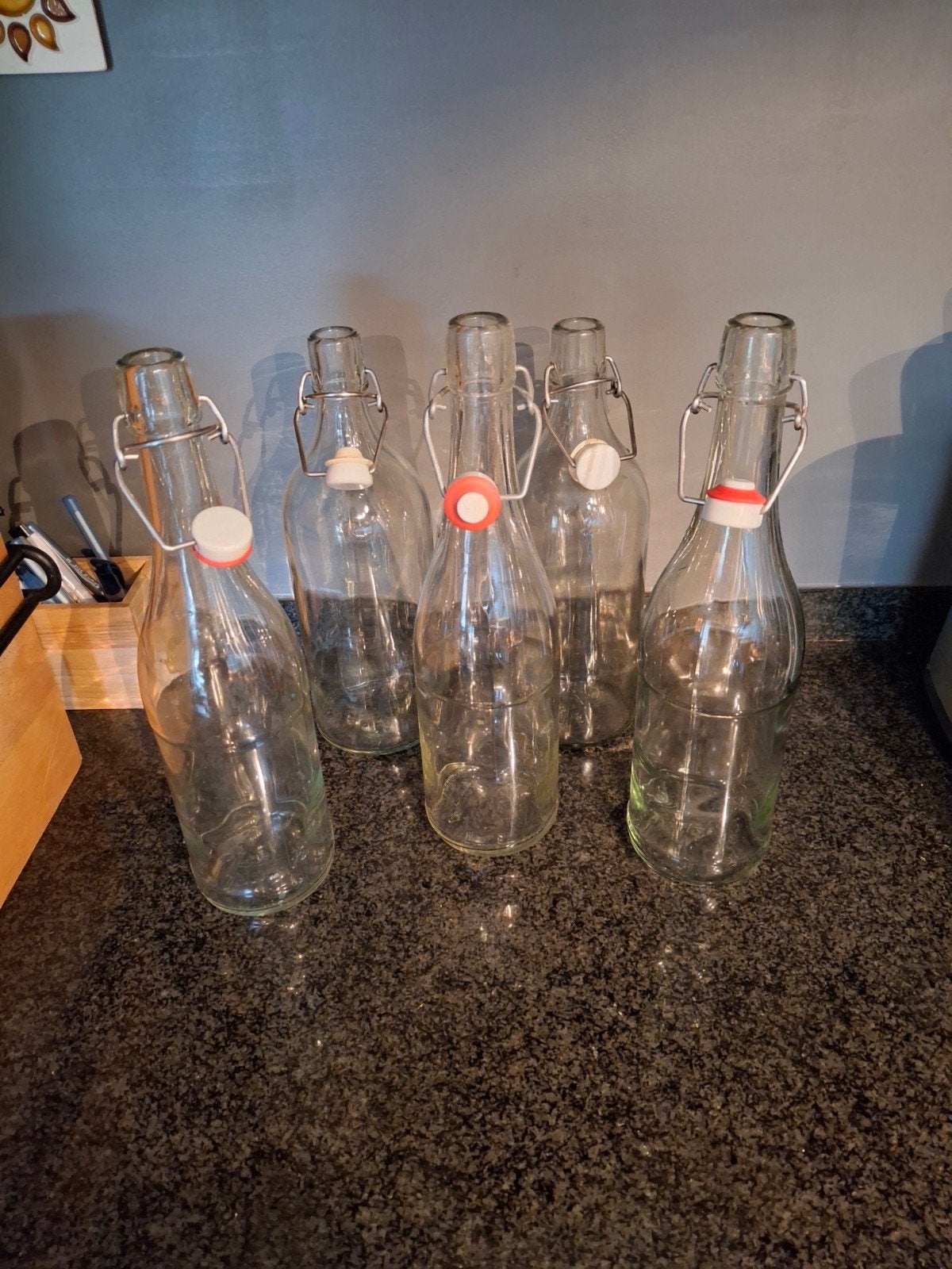 Set van 5 glazen flessen met beugelsluiting, Ophalen, Meerkleurig, Overige merken, Glas