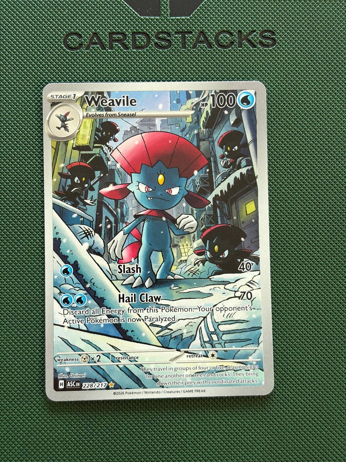 Pokémon Weavile (ASC 228) - Ascended Heroes, Ophalen of Verzenden, Zo goed als nieuw, Losse kaart, Foil