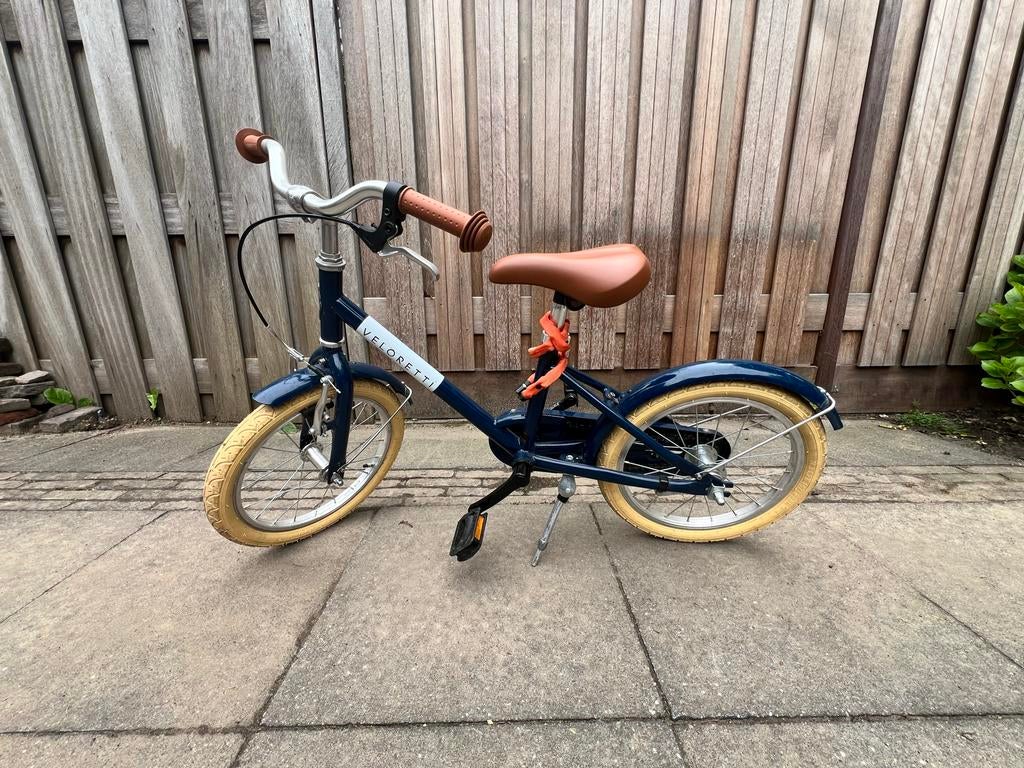 Veloretti kinderfiets 16 inch - Donkerblauw, Ophalen, Zo goed als nieuw, Terugtraprem, 16 tot 20 inch