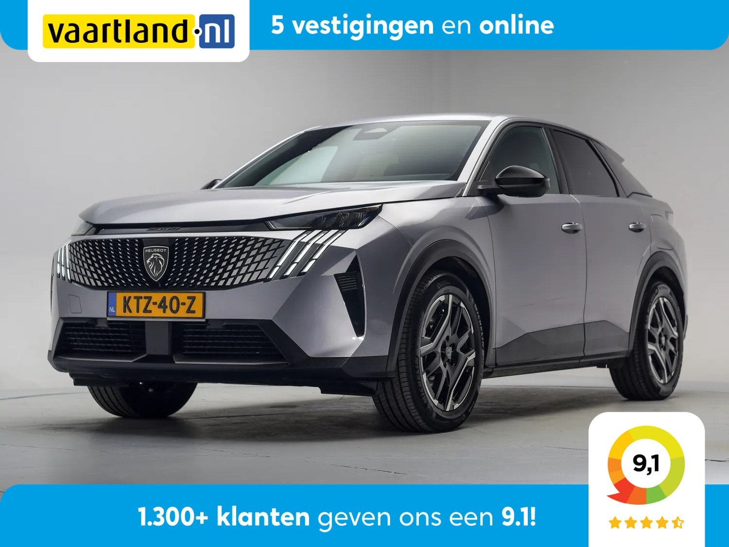 Peugeot E-3008 Allure 73 kWh SOH 97% [ Navi Apple/Android Cr, Auto's, 0 cilinders, Leder, SUV of Terreinwagen, Te koop