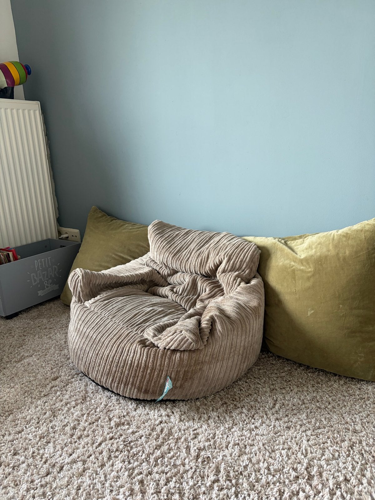 ribfluwelen zitzakstoel - kinderkamer, Ophalen, Gebruikt, Beige, Zitzakstoel