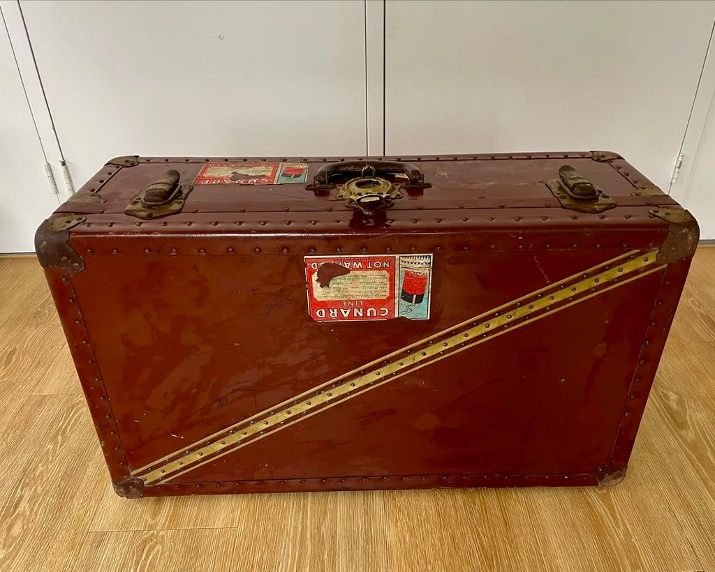 Vintage Christie Bros. reiskoffer, Canada. Cunard SS Scythia, Ophalen, Gebruikt