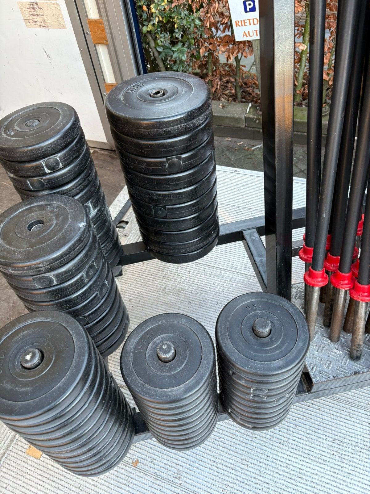 15 x bodypump set stangen en schijven, Sport en Fitness, Fitnessmaterialen, Gebruikt, Ophalen of Verzenden, Met schijven, Halterset