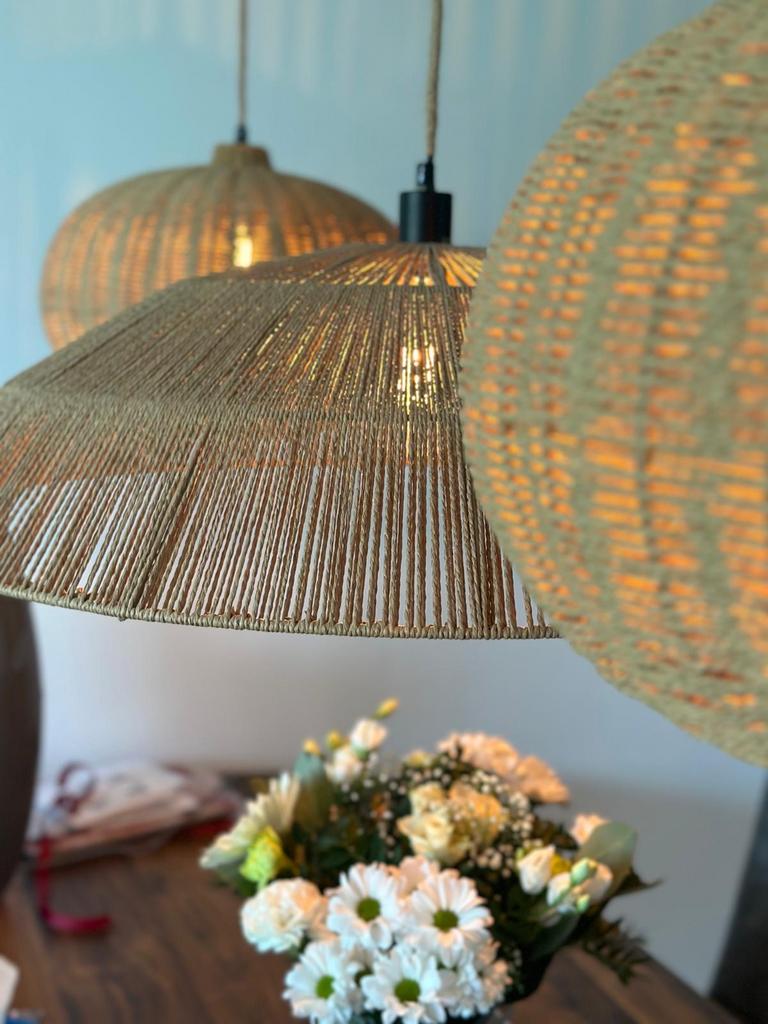 Sfeervolle Design Hanglampen Set – Warm Licht – €160, Ophalen, Zo goed als nieuw, Overige materialen, 75 cm of meer