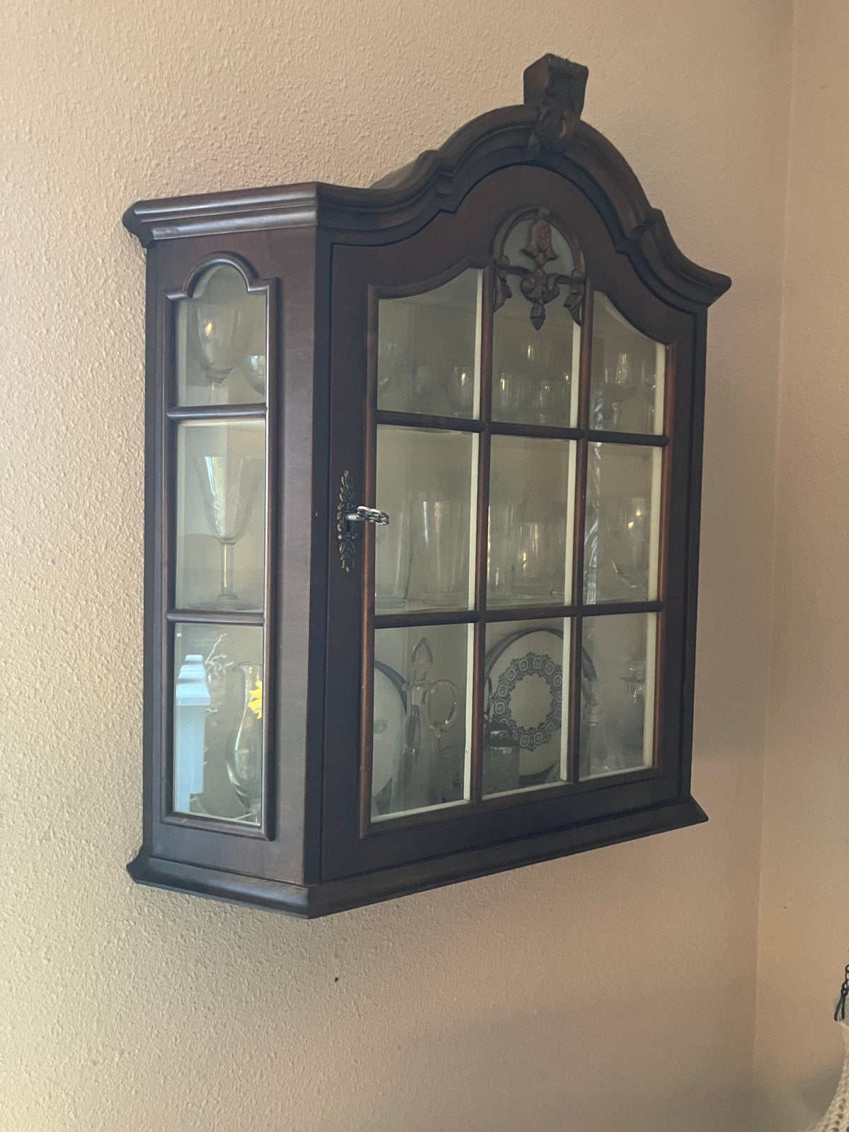 Houten wandvitrine  Landelijke keukendecoratie (met inhoud), Ophalen, Overige houtsoorten, 50 tot 100 cm, Minder dan 25 cm