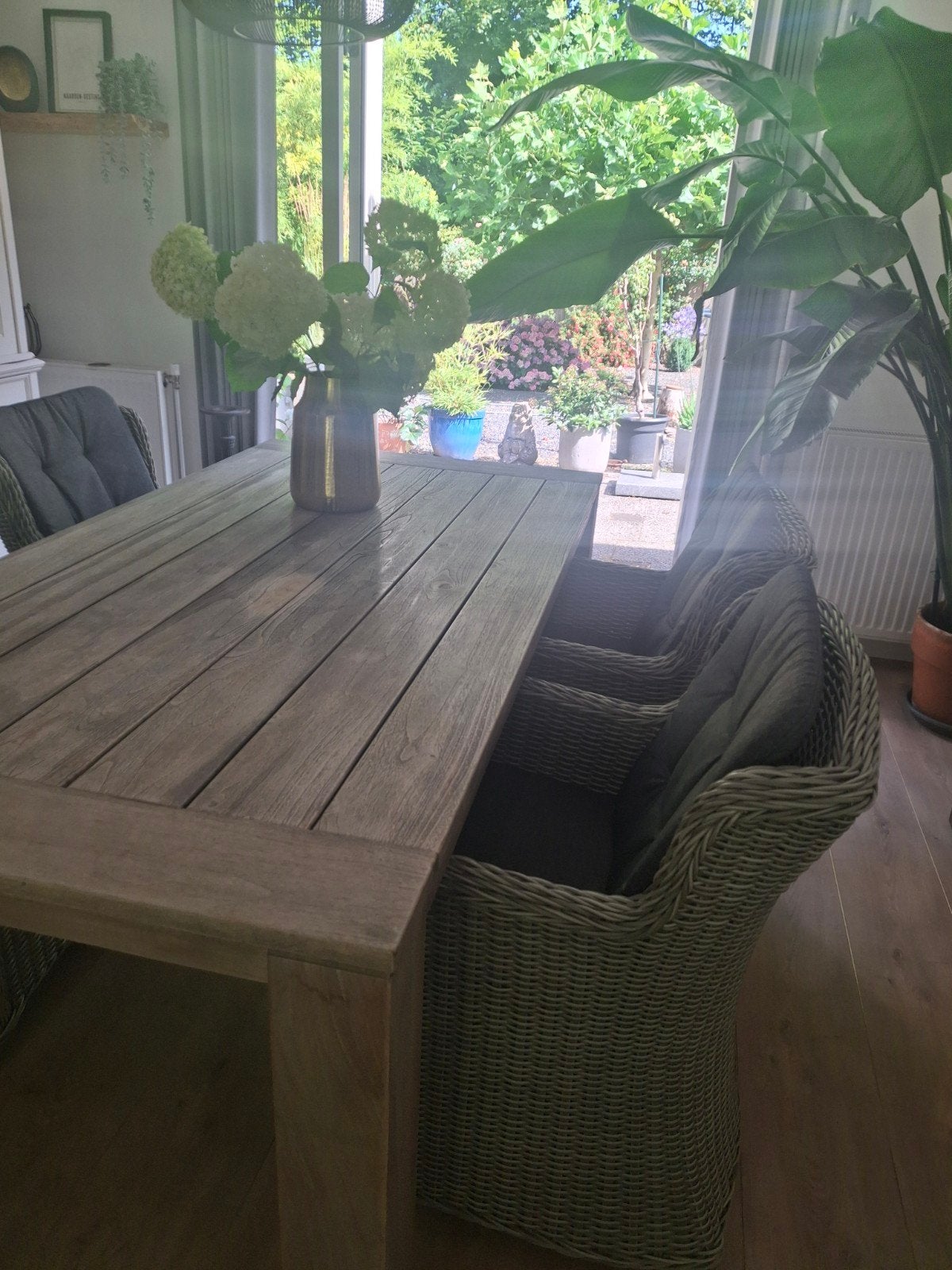 Merk Rough teakhouten Eettafel met Intenso Furniture Stoelen, Ophalen, Rechthoekig, Teakhout
