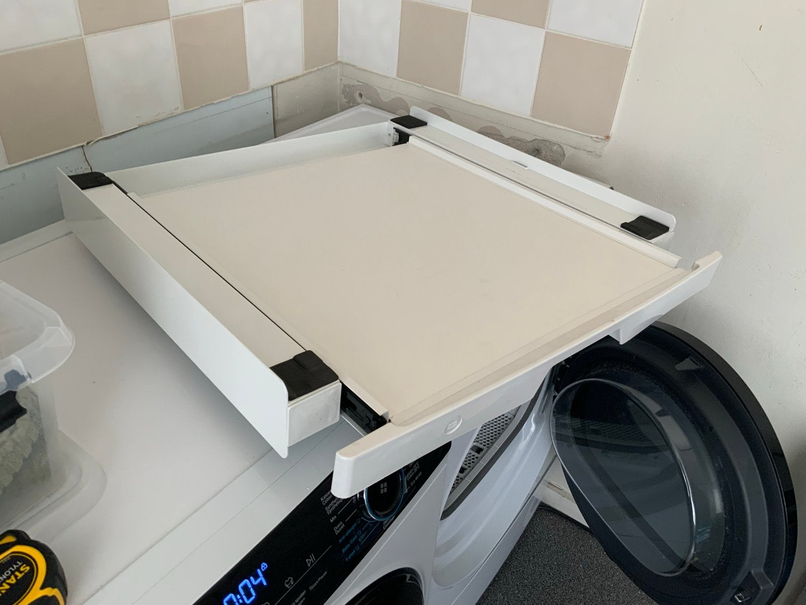 Tussenstuk voor wasmachine en droger met uitschuifplank, Witgoed en Apparatuur, Ophalen, Zo goed als nieuw