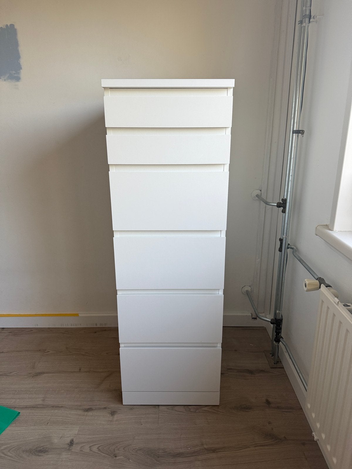 IKEA MALM ladekast wit met 6 lades en spiegel, Ophalen, Minder dan 50 cm, Gebruikt, 5 laden of meer