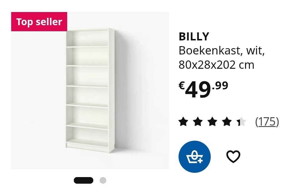 Billy kast, Ophalen, Zo goed als nieuw, Wit