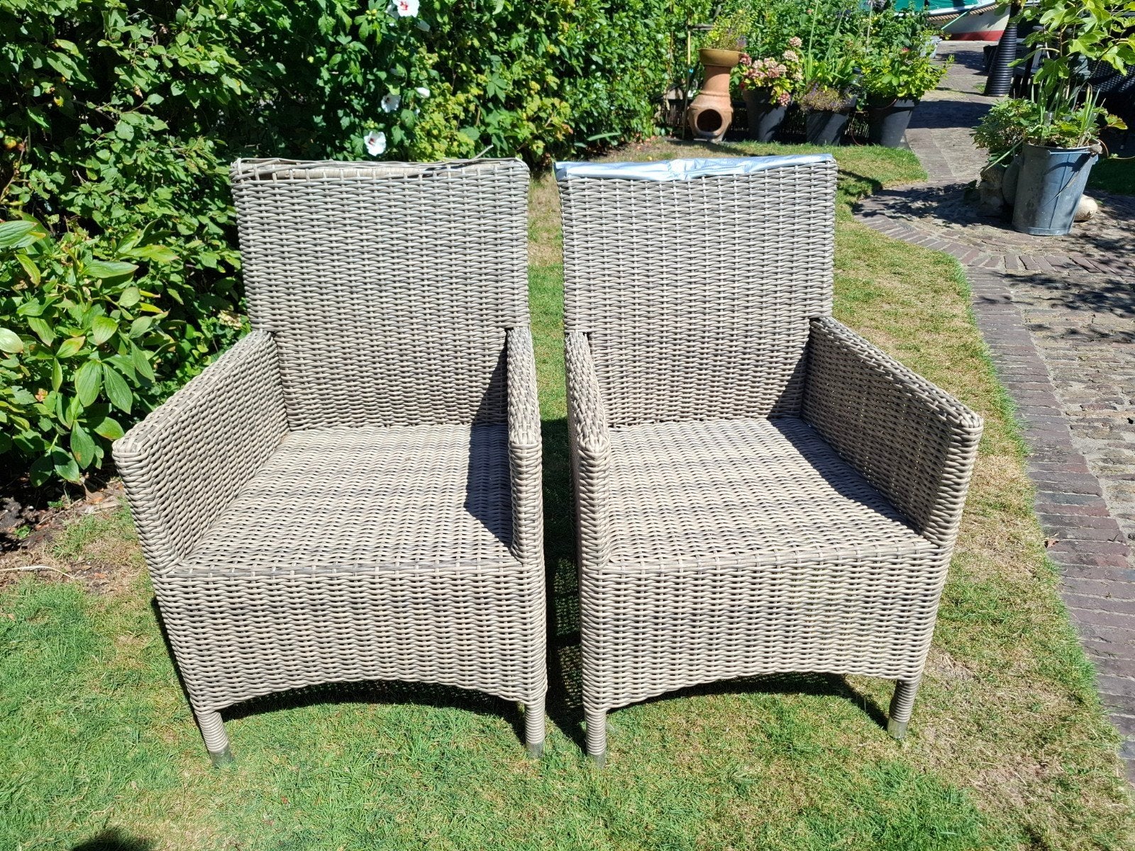 Twee wicker tuinstoelen fauteuils van B7 Down Under Collecti, Tuin en Terras, Ophalen, Gebruikt, Wicker