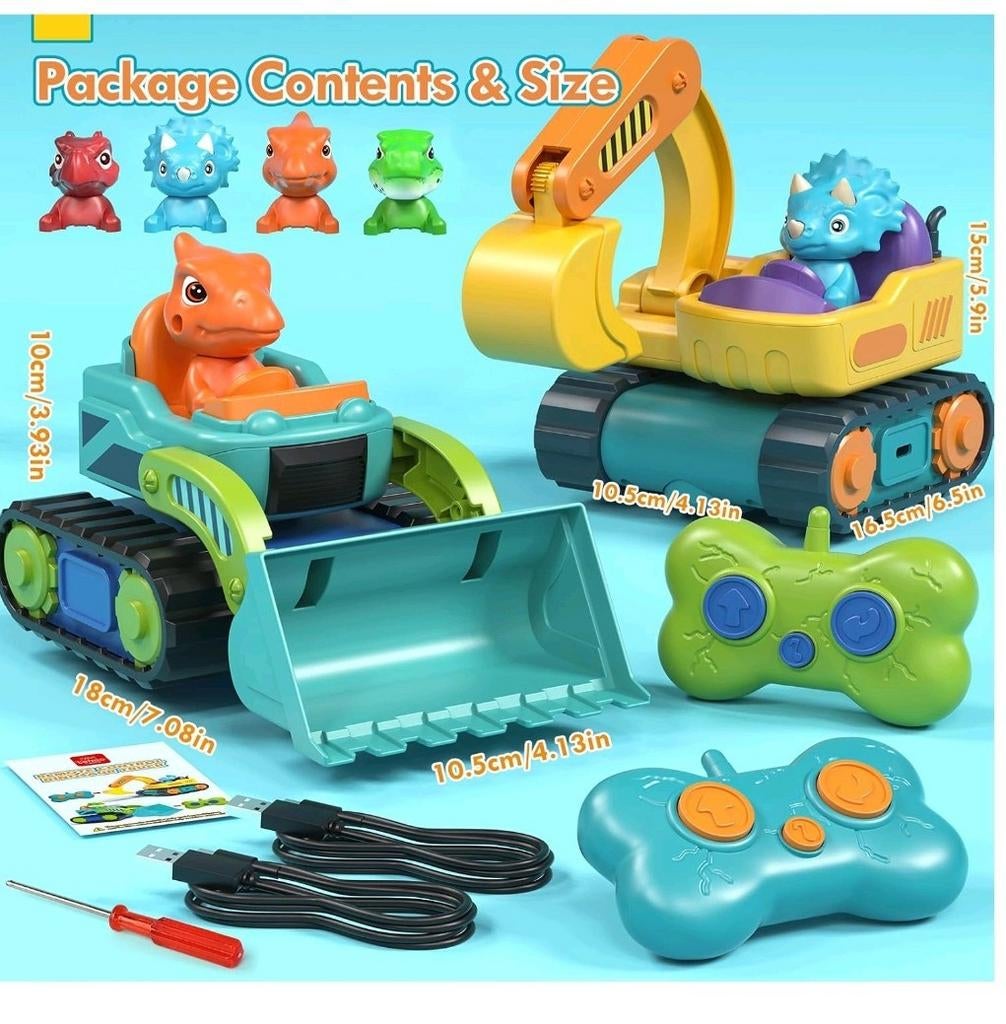 RC Auto's & Graafmachine/Bulldozer met Dino's - Speelgoed Se, Onbekend, Zo goed als nieuw, Onbekend, Afstandsbediening