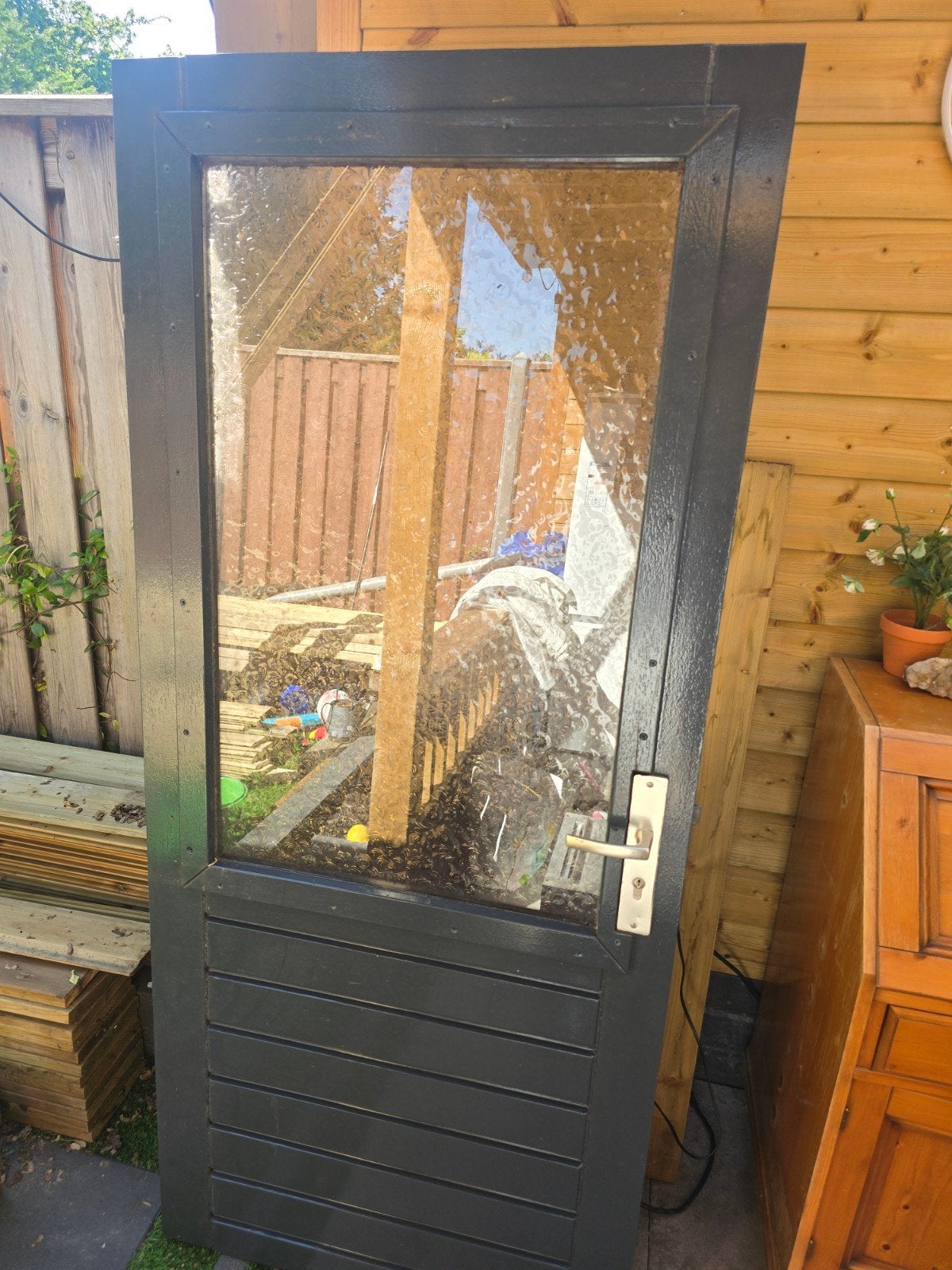 Schuurdeur met glas 189x83 cm / brengservice!, Ophalen, Gebruikt, 80 tot 100 cm, Minder dan 200 cm