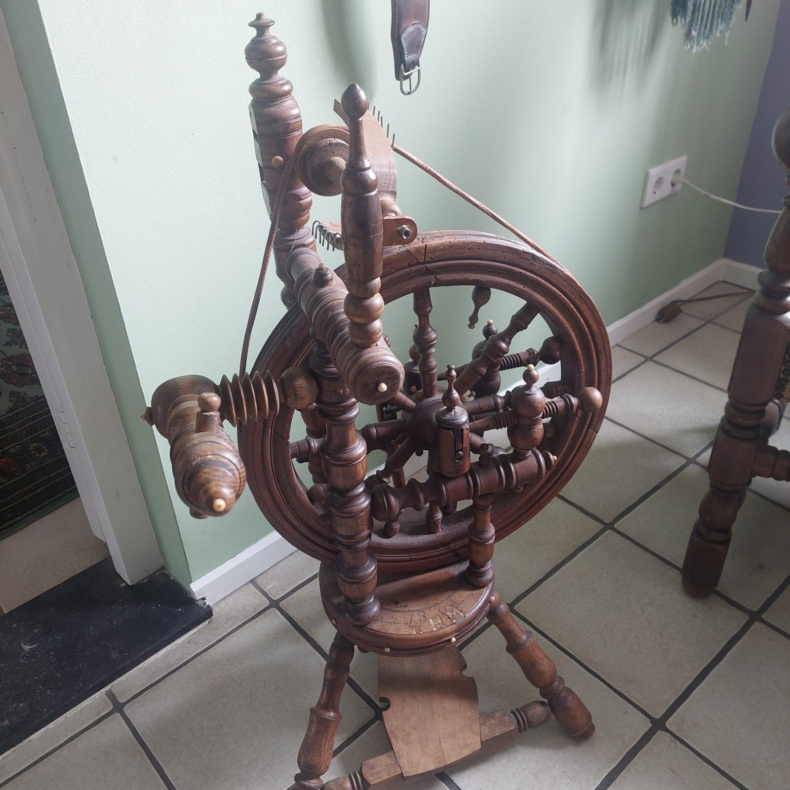 Vintage spinnenwiel, Ophalen, Refurbished, Spinnewiel